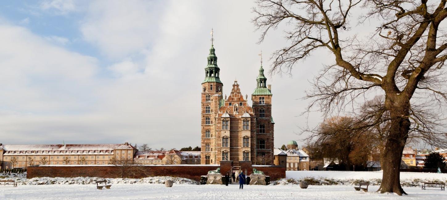 Rosenborg Castle in Copenhagen on a snowy winter's day