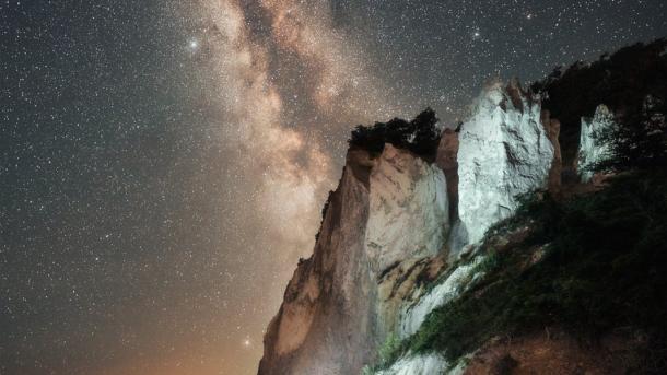 Night sky over Møns Klint