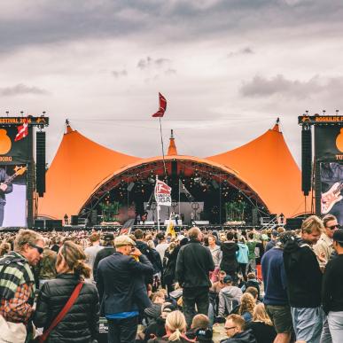 The iconic main stage, Orange Scene, at Roskilde Festival