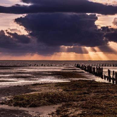 Sonnenuntergan am Wattenmeer, Dänemark