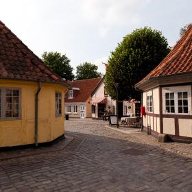 Little street in Odense, Fyn. 
