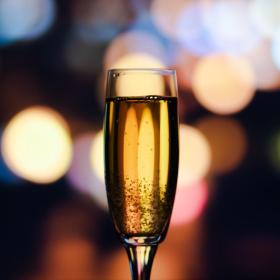 A glass of Champagne to celebrate new year in Denmark